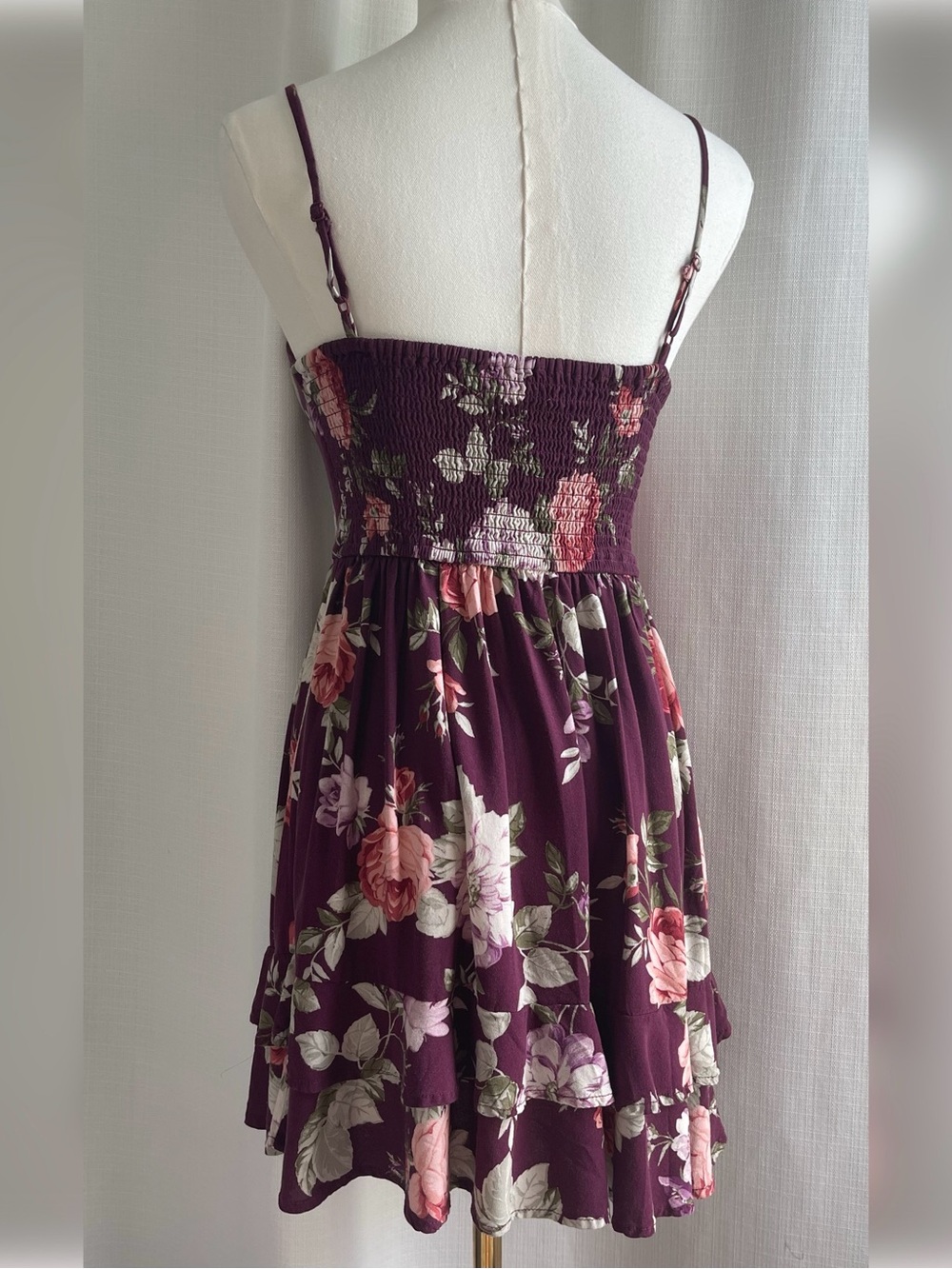 Whimsigoth Moody Floral Sweetheart Bustier Smocked Pocket Mini Dress S Boho - Picture 6 of 12